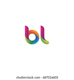 Initial lowercase letter bl, curve rounded logo, gradient vibrant colorful glossy multicolor
