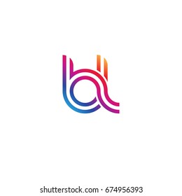 Initial lowercase letter bl, linked outline rounded logo, colorful vibrant colors