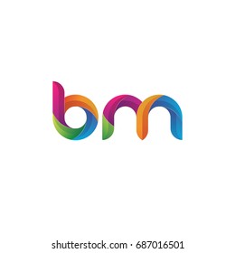 Initial lowercase letter bm, curve rounded logo, gradient vibrant colorful glossy multicolor