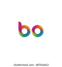 Initial lowercase letter bo, curve rounded logo, gradient vibrant colorful glossy multicolor