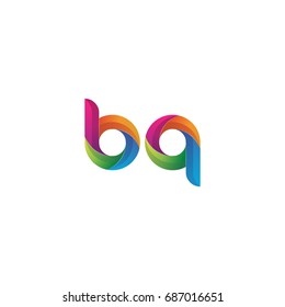 Initial lowercase letter bq, curve rounded logo, gradient vibrant colorful glossy multicolor