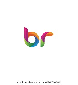 Initial lowercase letter br, curve rounded logo, gradient vibrant colorful glossy multicolor