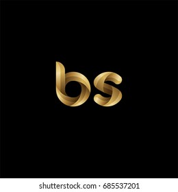 Initial lowercase letter bs, curve rounded logo, gradient glossy gold color on black background