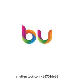 Initial lowercase letter bu, curve rounded logo, gradient vibrant colorful glossy multicolor