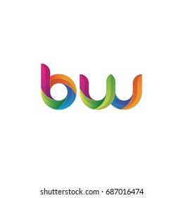 Initial lowercase letter bw, curve rounded logo, gradient vibrant colorful glossy multicolor