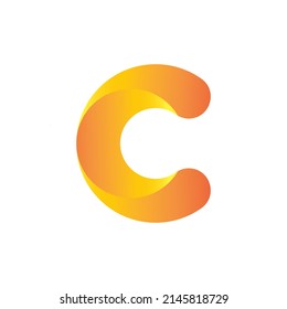 Initial lowercase letter c, curve rounded logo, gradient vibrant colorful glossy colors on White background