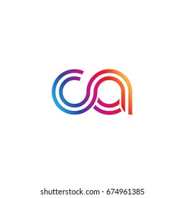 Initial lowercase letter ca, linked outline rounded logo, colorful vibrant colors