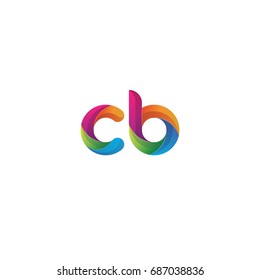 Initial lowercase letter cb, curve rounded logo, gradient vibrant colorful glossy multicolor