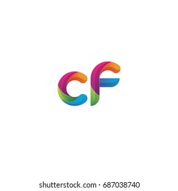 Initial lowercase letter cf, curve rounded logo, gradient vibrant colorful glossy multicolor