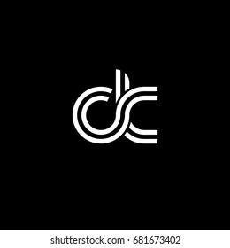 Initial lowercase letter ck, linked outline rounded logo, white color on black background