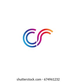 Initial lowercase letter cr, linked outline rounded logo, colorful vibrant colors