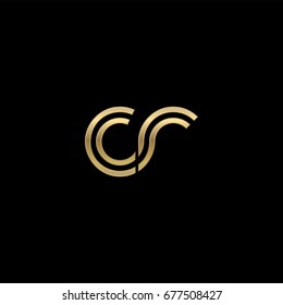 Initial lowercase letter cr, linked outline rounded logo, elegant golden color on black background