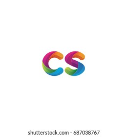Initial lowercase letter cs, curve rounded logo, gradient vibrant colorful glossy multicolor