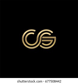 Initial lowercase letter cs, linked outline rounded logo, elegant golden color on black background
