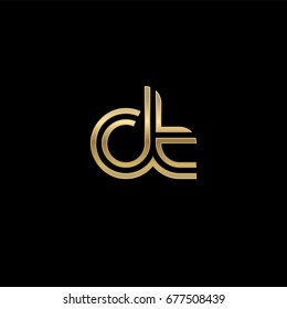 Initial lowercase letter ct, linked outline rounded logo, elegant golden color on black background