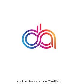 Initial lowercase letter da, linked outline rounded logo, colorful vibrant colors