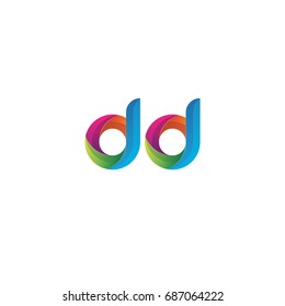 Initial lowercase letter dd, curve rounded logo, gradient vibrant colorful glossy multicolor