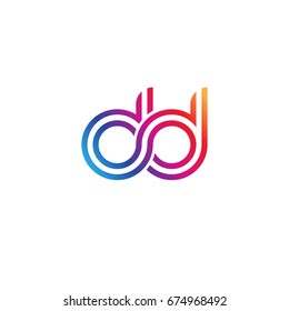 Initial lowercase letter dd, linked outline rounded logo, colorful vibrant colors