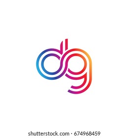 Initial lowercase letter dg, linked outline rounded logo, colorful vibrant colors