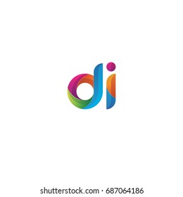 Initial lowercase letter di, curve rounded logo, gradient vibrant colorful glossy multicolor