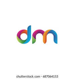 Initial lowercase letter dm, curve rounded logo, gradient vibrant colorful glossy multicolor