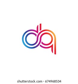 Initial lowercase letter dq, linked outline rounded logo, colorful vibrant colors