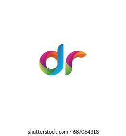 Initial lowercase letter dr, curve rounded logo, gradient vibrant colorful glossy multicolor
