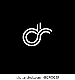 Initial lowercase letter dr, linked outline rounded logo, white color on black background