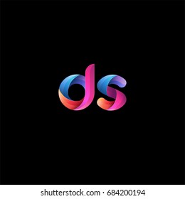 Initial lowercase letter ds, curve rounded logo, gradient vibrant colorful glossy colors on black background
