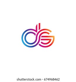 Initial lowercase letter ds, linked outline rounded logo, colorful vibrant colors