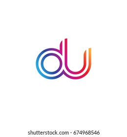 Initial lowercase letter du, linked outline rounded logo, colorful vibrant colors