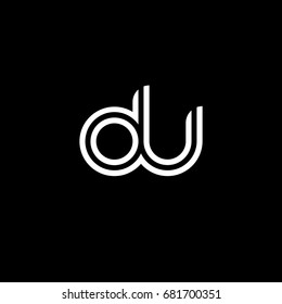Initial lowercase letter du, linked outline rounded logo, white color on black background