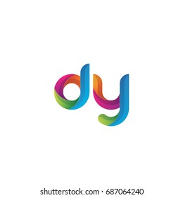 Initial lowercase letter dy, curve rounded logo, gradient vibrant colorful glossy multicolor