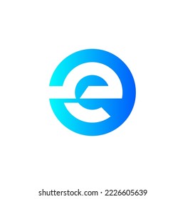 Initial lowercase letter e, curve rounded logo, gradient vibrant color