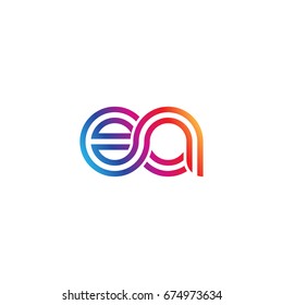 Initial lowercase letter ea, linked outline rounded logo, colorful vibrant colors