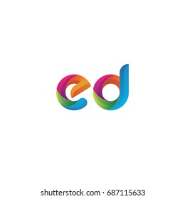 Initial lowercase letter ed, curve rounded logo, gradient vibrant colorful glossy multicolor