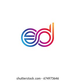 Initial lowercase letter ed, linked outline rounded logo, colorful vibrant colors