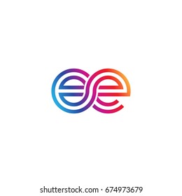 Initial lowercase letter ee, linked outline rounded logo, colorful vibrant colors