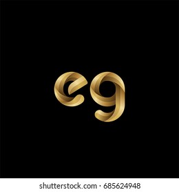 Initial lowercase letter eg, curve rounded logo, gradient glossy gold color on black background