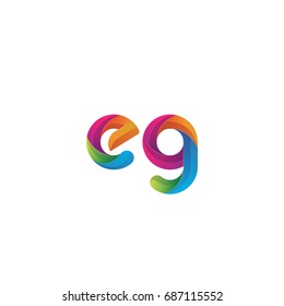 Initial lowercase letter eg, curve rounded logo, gradient vibrant colorful glossy multicolor