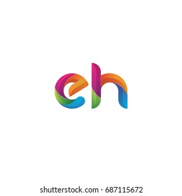 Initial lowercase letter eh, curve rounded logo, gradient vibrant colorful glossy multicolor