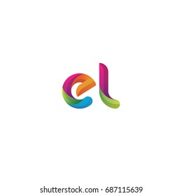 Initial lowercase letter el, curve rounded logo, gradient vibrant colorful glossy multicolor