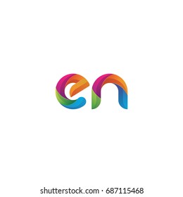 Initial lowercase letter en, curve rounded logo, gradient vibrant colorful glossy multicolor