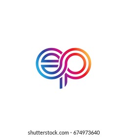 Initial lowercase letter ep, linked outline rounded logo, colorful vibrant colors
