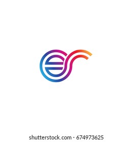 Initial lowercase letter er, linked outline rounded logo, colorful vibrant colors