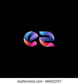 Initial lowercase letter ez, curve rounded logo, gradient vibrant colorful glossy colors on black background