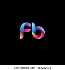Initial lowercase letter fb, curve rounded logo, gradient vibrant colorful glossy colors on black background