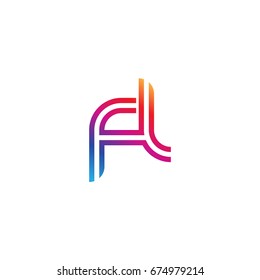 Initial lowercase letter fl, linked outline rounded logo, colorful vibrant colors