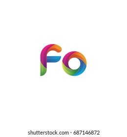 Initial lowercase letter fo, curve rounded logo, gradient vibrant colorful glossy multicolor