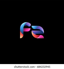 Initial lowercase letter fz, curve rounded logo, gradient vibrant colorful glossy colors on black background